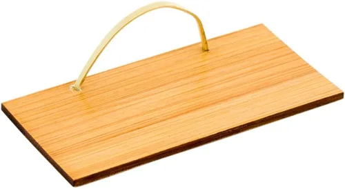 Vista 2 de Restaurantware Platos de bambú de 4 x 2 pulgadas, 100 tablas de servir de madera desechables, mini con asa, platos rectangulares de postre de bambú