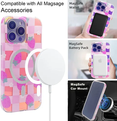 Vista 3 de Funda magnética para iPhone 13 Pro de 6.1 pulgadas, compatible con carga MagSafe, TPU suave, delgada, a prueba de golpes, bonita funda protectora