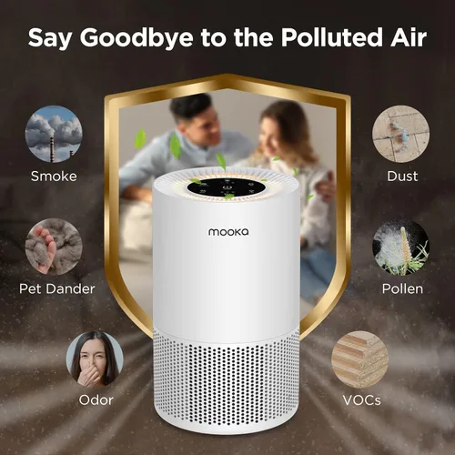 Vista 11 de Purificadores de aire para el hogar habitaciones grandes de hasta 1200 pies cuadrados, MOOKA H13 True HEPA Purificador de aire para dormitorio