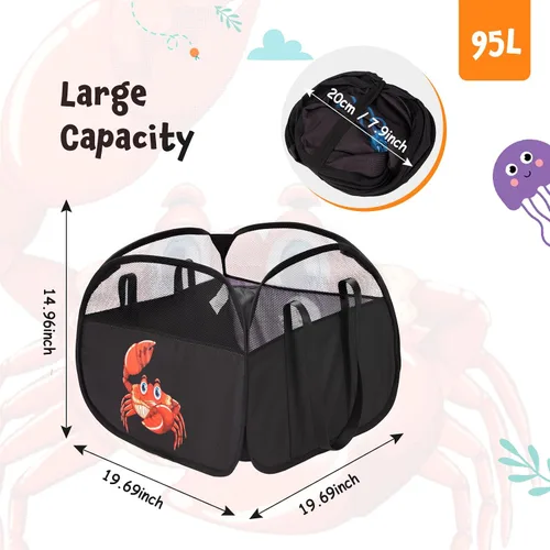 Vista 3 de YOHOOLYO Cesta de Almacenamiento de Juguetes de 95L Caja Cofre para Niños Bebés Niños Pequeños, Organizador de Juguetes de Malla Grande Plegable