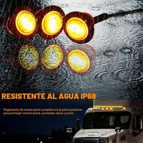 Vista 5 de 100 luces LED redondas de 3/4 pulgadas, 3 luces LED indicadoras laterales delanteras y traseras, luces direccionales IP68 impermeables para camión