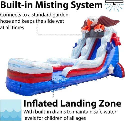 Vista 3 de TentandTable Tobogán acuático inflable para niños y adultos, diversión acuática gigante de grado comercial, incluye soplador de aire eléctrico, 35