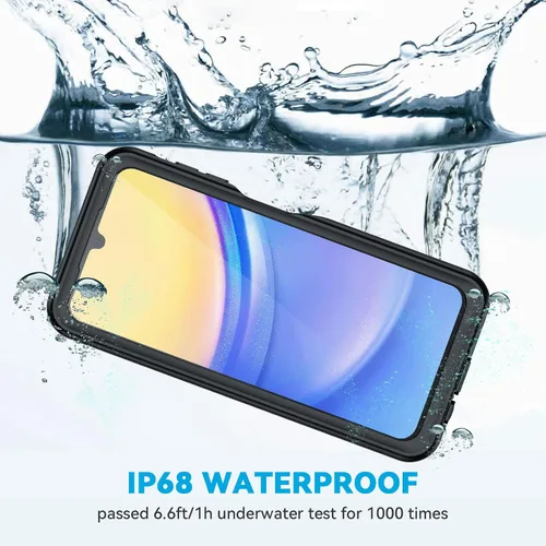 Vista 2 de Lanhiem Funda para teléfono Samsung Galaxy A15 5G, IP68 impermeable a prueba de polvo con protector de pantalla, funda protectora de cuerpo completo