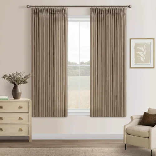 Vista 85 de TWODRAPES Cortinas de Lino Plisadas con Pinza Beige Blancas de 54 Pulgadas de Largo 2 Paneles para Comedor Cocina Dormitorio Plisadas Semi