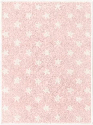 Vista 3 de Unique Loom Whimsy Kids Collection - Alfombra de área con diseño de estrellas (2 pies 2 pulgadas x 2 pies 11 pulgadas, rectangular, rosa/marfil)