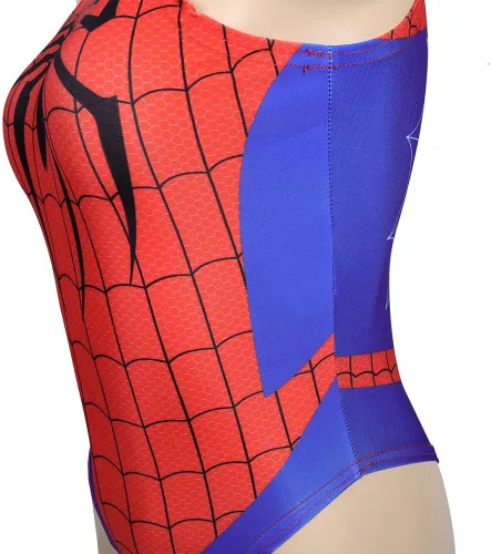 Vista 5 de JasmyGirls Traje de baño de una pieza de cintura alta para mujer, lencería de anime de superhéroe, disfraz de cosplay, fiesta de cuello alto