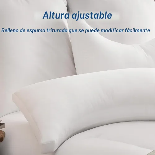 Vista 5 de ACCURATEX Side Sleeper Pillow Queen Size, Adjustable Memory Foam Pillow Espuma viscoelástica híbrida y almohada alternativa de plumón para aliviar