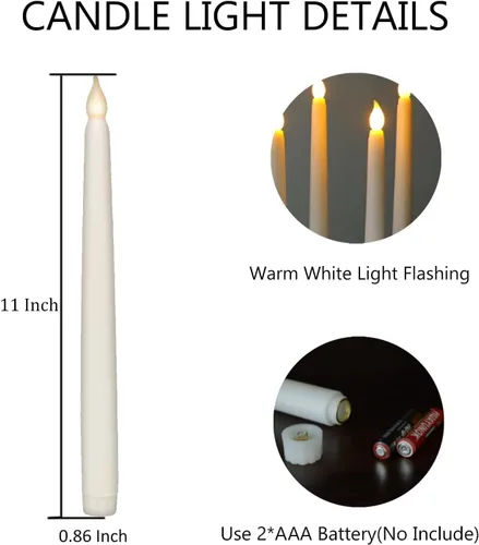 Vista 4 de Sequpr 6 velas LED sin llama parpadeantes que funcionan con pilas, velas largas eléctricas 3D para decoración de Navidad, bar, hogar, boda