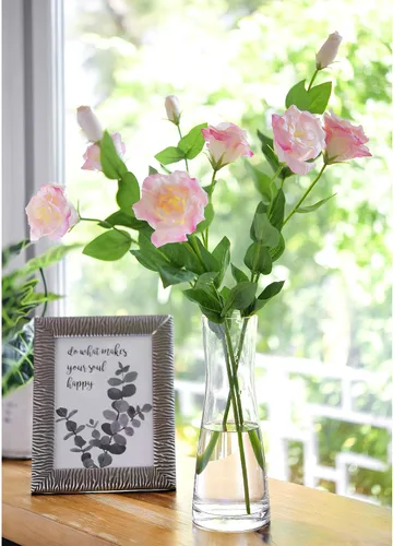 Vista 2 de FiveSeasonStuff Real Touch Lisianthus - Flores artificiales florales de color rosa claro, tallos largos y altos, 1.9 pies, 3 tallos Rosa claro