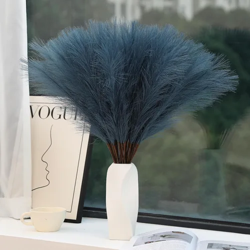 Vista 17 de Wertuirk 30 piezas de hierba de las pampas negra - Decoración de hierba de las pampas artificial de 24 pulgadas, hierba de las pampas artificial