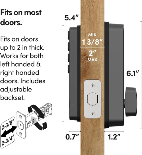 Vista 6 de igloohome Cerradura inteligente Deadbolt Go con huella digital, llaves digitales, códigos PIN remotos, puente WiFi (se vende por separado), probado