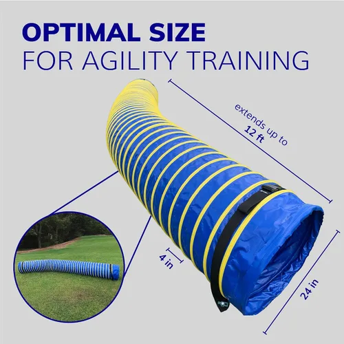 Vista 3 de ActiveDogs - Equipo de entrenamiento de agilidad para perros – Túnel de competencia resistente de 12 pies con paso de 4 pulgadas para perros al aire