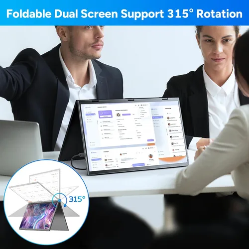 Vista 7 de COOLHOOD Monitor portátil de 18.5 pulgadas para laptop, 1080P FHD 100Hz 125% sRGB USB-C HDMI Monitor de viaje para laptop, Mac PC, pantalla portátil