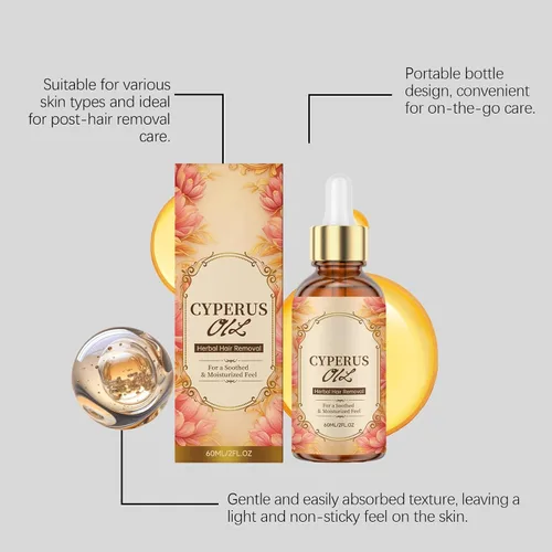 Vista 4 de Cyperus Rotundus Oil Herbal Hair Removal, Gentle Soothing Care Oil, Softens & Moisturizes Skin, Suitable for All Skin Types, 2FL.OZ