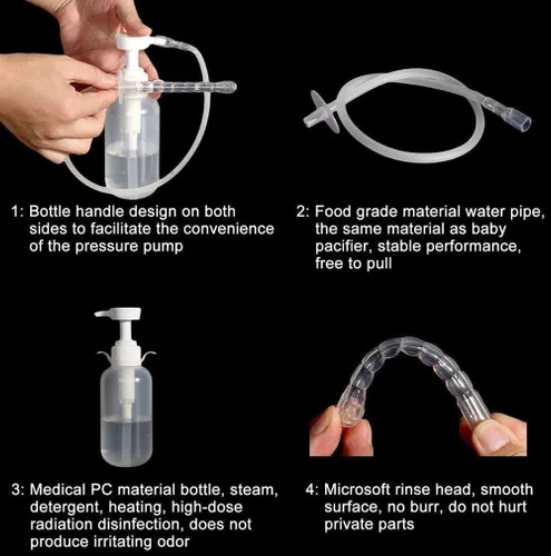 Vista 3 de Sistema de Limpieza Vaginal Reutilizable Excelente Limpiador Vaginal Enjuague Vaginal Femenino, Limpieza Manual con Presión, 100% Seguro, Capacidad