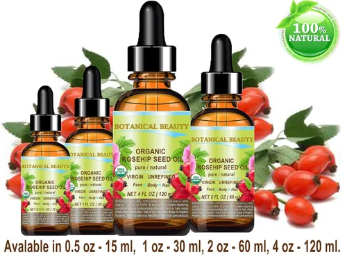 Vista 7 de Botanical Beauty Aceite de semilla de rosa orgánico 100% puro, natural, virgen, sin refinar, aceite portador prensado en frío para cara, piel