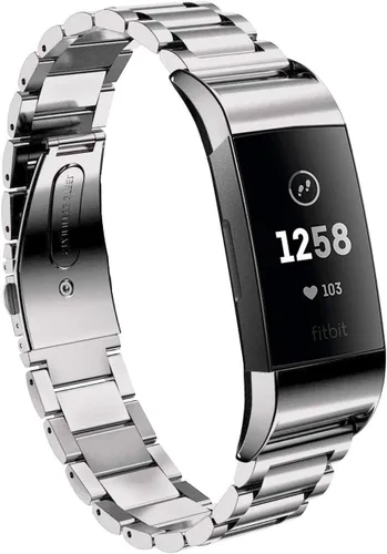 Vista 7 de Moran Correa de reloj de acero inoxidable compatible con Fitbit Charge 4/Charge 3/SE, correa de metal de repuesto para mujeres y hombres Negro