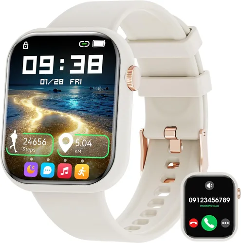 Vista 10 de Hwagol Reloj Inteligente (Contestar/Hacer Llamadas) Rastreador de Fitness de 1.85 Pulgadas, Esferas DIY/Podómetro/Calorías/Múltiples Modos Negro