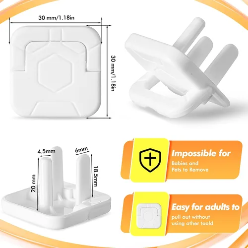 Vista 2 de Thyle Juego de 100 fundas protectoras para enchufes a granel a prueba de bebés para niños y bebés, enchufe de 3 clavijas, fácil de instalar
