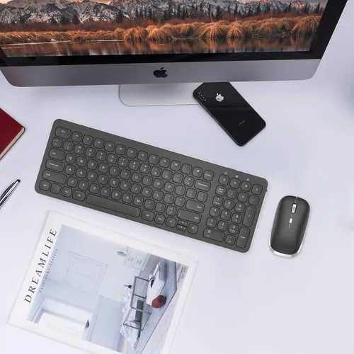 Vista 6 de Cimetech - Juego de teclado y mouse inalámbricos compactos de tamaño completo, teclas de menos ruido, 2.4 G, diseño ultradelgado y elegante
