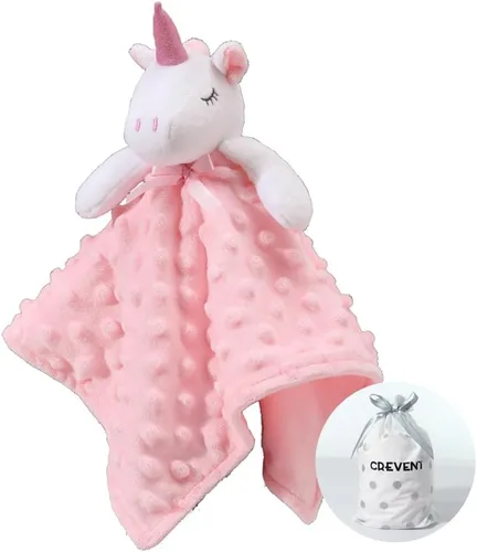 Vista 38 de CREVENT Mantas de bebé suaves y acogedoras para niños y niñas + manta de seguridad, juego con una bolsa de regalo esenciales para recién nacidos Gris