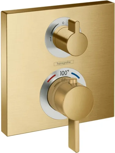Vista 8 de hansgrohe Ecostat Square Embellecedor de Válvula de Ducha Termostática Moderna con Control de Temperatura y Desviador en Bronce Cepillado, 15714141