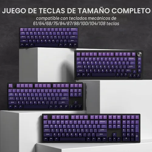 Vista 5 de dagaladoo Teclas PBT de doble disparo Púrpura, Teclas del teclado del Gradiente Púrpura