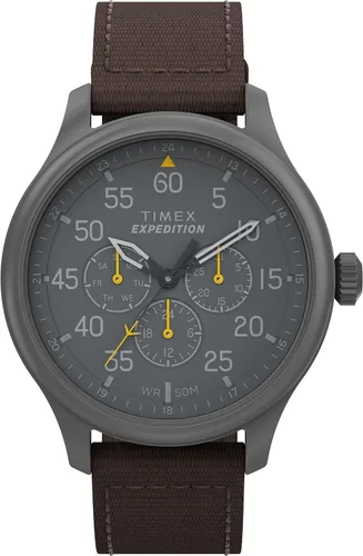 Vista 5 de Timex Expedition Field Chronograph 43mm Men’s Analog Watch INDIGLO Backlight Durable Comfortable Adjustable Strap Rugged Outdoor Watch 100M