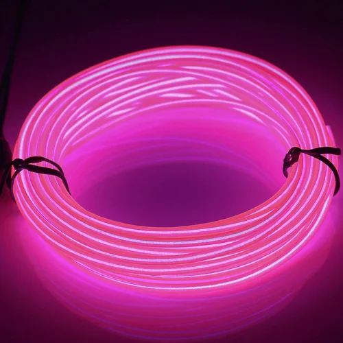 Vista 25 de JIGUOOR - Tira de luces de neón brillantes con cable EL y paquete de baterías, de 9.8 pies, 360 ° de iluminación, para bricolaje, festivales, Azul