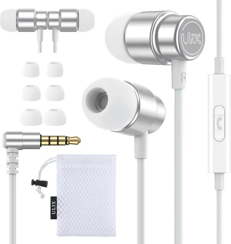 Vista 11 de Auriculares con cable UliX Rider intrauditivos, garantía de 5 años, auriculares con micrófono, con cable anti-enredo, auriculares para iPhone, iPad