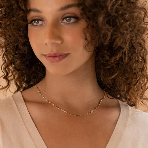 Vista 2 de PAVOI 14K Gold Plated Curb Paperclip Box Sphere Bead Snake Herringbone and Figaro Chain Adjustable Necklace
