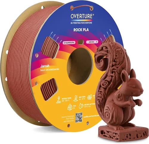 Vista 15 de OVERTURE - Filamento PLA Rock de 1.75 mm, para impresora 3D de mármol, carrete de 2.2 libras, precisión dimensional +/- 0.02 mm, para impresoras FDM