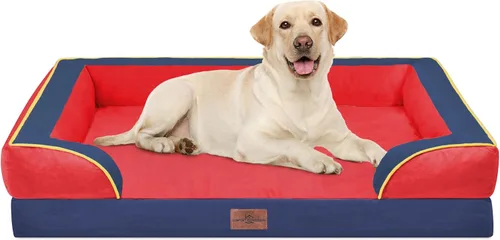 Vista 88 de Comfort Expression - Cama ortopédica para perros medianos, 28 x 19 pulgadas, cama impermeable y de apoyo de espuma con cojines removibles, sofá