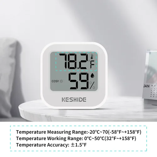 Vista 3 de Termómetro higrómetro digital para temperatura ambiente, medidor de humedad, termómetro interior, calibración de precisión, sensor de temperatura