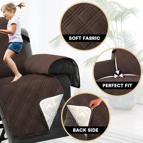 Vista 4 de PrinceDeco - Funda para sofá reclinable 100% impermeable, funda para sofá para sala, protector de muebles resistente al agua con correas elásticas