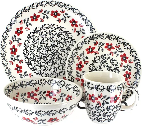 Vista 12 de Cerámica polaca Blue Rose – Juego de 4 piezas Blue Harmony – Servicio para 1-1 lugar – Ideal para cenas diarias, comidas informales o como vajilla