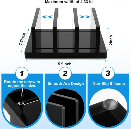 Vista 2 de Soporte vertical ajustable para computadora portátil, soporte acrílico de 3 ranuras para laptop, base invisible para computadora portátil, todos