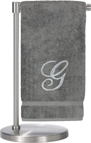 Vista 58 de Script R - Toalla de baño con monograma, regalo personalizado, 27 x 54 pulgadas, juego de 1 toalla bordada con texto dorado, 100% algodón turco Navy