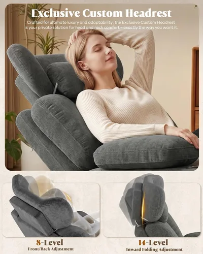 Vista 3 de Silla mecedora para guardería con reposabrazos y reposacabezas ajustables Gris