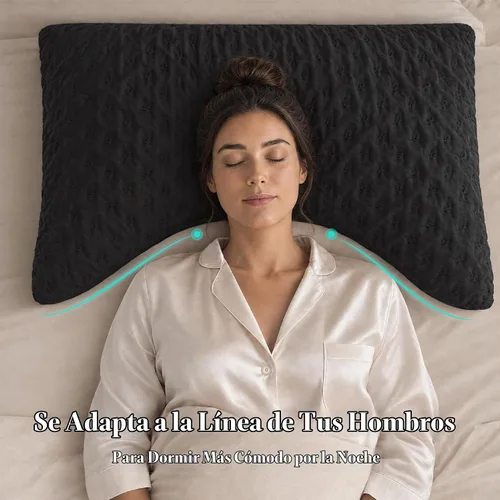 Vista 3 de Side Sleeper Pillows for Neck & Shoulder Comfort, Queen Size Bed Pillow Almohadas ergonómicas con diseño curvo de media luna con funda lavable