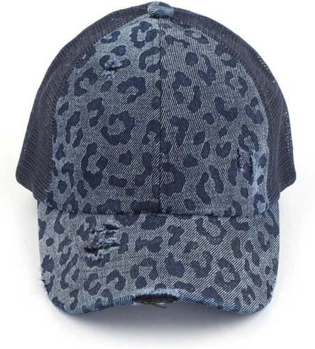 Vista 2 de C.C Ponytail Criss Cross Messy Buns Ponycaps Baseball Cap Dad Trucker Mesh Hat Distressed