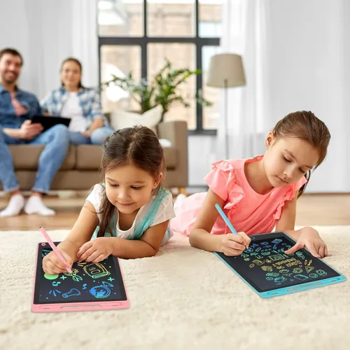 Vista 6 de Tableta de escritura LCD, 2 paquetes de almohadillas de dibujo para niños de 3, 4, 5, 6 años, 8.5 pulgadas, líneas coloridas, garabatos, juguetes