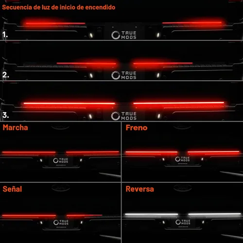 Vista 3 de True Mods Barra de luz LED de 49 pulgadas para puerta trasera ahumada para camioneta, remolque, vehículo [aluminio rígido] [secuencia de encendido]