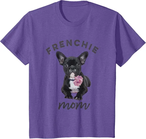 Vista 51 de Camiseta Bulldog Francés para Mujer, Frenchie Mom, Flor, Negro, S