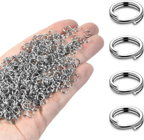 Vista 14 de 300 llaveros pequeños dorados de 1/2 pulgada, anillos divididos de doble bucle, mini llavero de metal para llavero, etiqueta de collar de mascotas