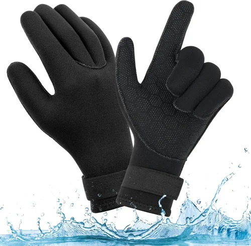 Vista 12 de AUAUY Guantes de buceo, guantes de neopreno de 0.118 pulgadas (0.118 in), guantes de neopreno cálidos de cinco dedos, guantes de surf flexibles