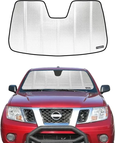 Vista 7 de Parasol para Parabrisas Pigenius para Nissan Frontier 2022-2025 - Protección para Ventana Delantera Gris