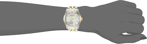 Vista 2 de Bulova Reloj analógico de cuarzo de dos tonos para mujer 98P152, Plateadodorado, Moderno