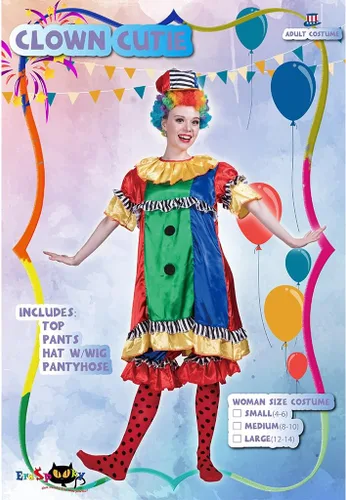 Vista 2 de Megartico Disfraz de payaso para mujer, disfraz de payaso de Halloween
