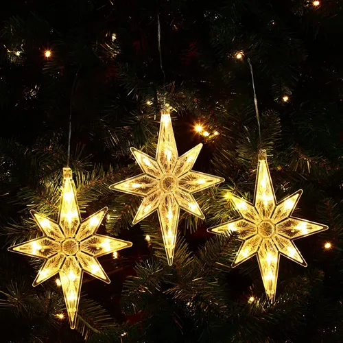 Vista 14 de VIHOSE 6 luces de ventana de Navidad de Belén de 10.6 pulgadas, luces LED de plástico, luces de silueta de ventana de Navidad, adornos colgantes